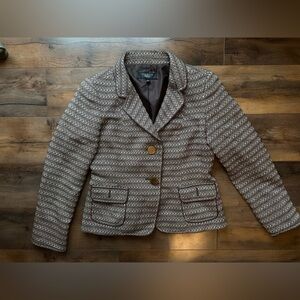 Talbots Petite Tweed Blazer Brown Wool Career Jacket GP
